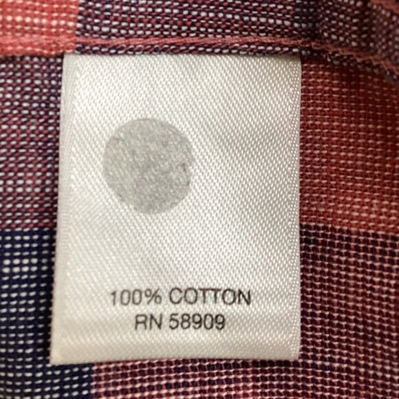 ROWM Red & Blue Plaid Short Sleeve Button-Up Shirt Men's Size Medium 100% Cotton - Picture 6 of 6
